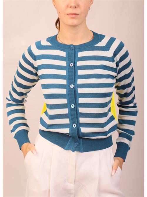 cardigan a righe in cachemire e seta Laboratorio Capri | CRDCORTOCOLIBRIPIAZZETTA